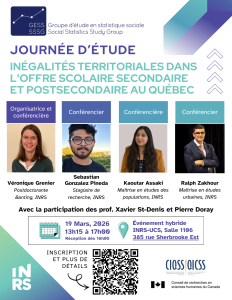 Journée d’étude: Inégalités territoriales dans l’offre scolaire secondaire et postsecondaire au Québec