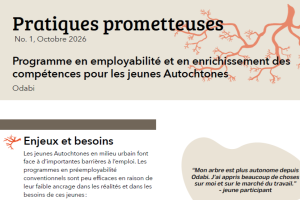 Chaire-réseau jeunesse, CAAVD. (2026).  Programme en employabilité et en enrichissement des compétences pour les jeunes Autochtones : Odabi, collection Pratiques prometteuses, no 1 (octobre). Chaire-réseau de recherche sur la jeunesse du Québec.
