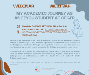Webinaire | My academic journey as an eeyou student at Cégep